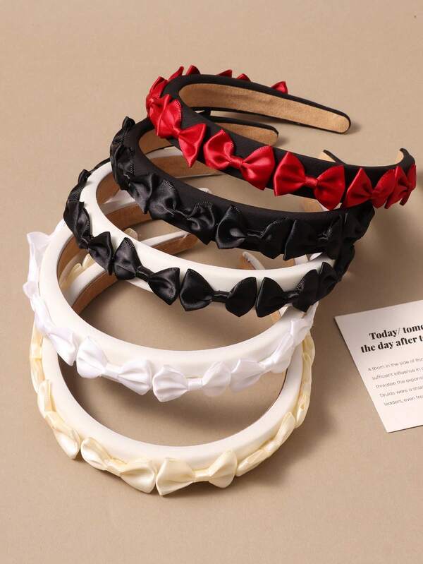 1件装高档黑色褶皱蝴蝶结发夹发箍，防滑宽边，优雅头饰发饰，女士适用