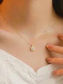GAGAFEEL 1 chiếc dây chuyền mặt dây chuyền hình hoa hồng bằng bạc sterling 925 đính đá Zirconia, món quà thanh lịch cổ điển dành tặng bạn gái hoặc mẹ vào Ngày Valentine và Ngày của Mẹ. - Vàng - Xem 4