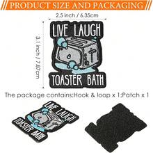 1 件装“Live Laugh”烤面包机图案浴室贴片，刺绣魔术贴贴片，趣味表情包贴片，适用于战术背包、狗背带、军用背心、健身包、帽子、头盔 - A - 查看 9
