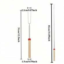 4pcs Extendable Barbecue Forks, 81.28cm Long Retractable Metal Skewers For Grilling, BBQ, Campfire, Suitable For Sausages, Camping - Standard Model - View 10