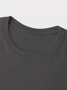 Spring/Summer Oversized Tops, 100% Cotton Tops, Women's Round Neck Short Sleeve T-Shirts, Soft And Comfortable, Casual, Streetwear, Fun Striped Letter Slogan Prints, Y2K, Summer, Spring, Gym, Sport, Party Top, Vintage,Fun T-Shirts, Vacation, Beach, Casual, 90s, Cute Tops, Easter, Carnival, Office/Lounge/Home/Minimalist, Western, 80s American Retro Style, Unisex, Outerwear, Autumn/Winter, Black Top - Grey - View 4