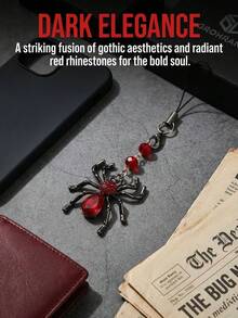 1 pieza Cordón para teléfono con araña de cristal rojo estilo gótico vampiro - Negro - Ver 2