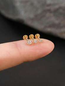 1件 0.03-0.3ct 925純銀莫桑石鼻釘 平背低過敏穿刺飾品 鼻環耳釘 男女通用日常佩戴 - 金色 - 查看 5