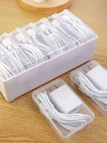 1 Set Lightweight Transparent Desktop Cable Management Box - Cable And Charger Storage Solution, Compact Design Suitable For Home Office Desks, Space-Saving Desktop Storage Solution For Office And Home Use, Made Of Durable Plastic, Ideal Choice For Office Organization And Daily Home Tidying - Multicolor - View 3