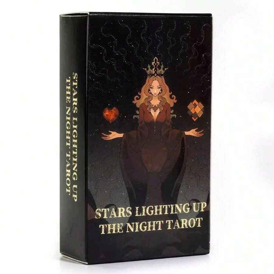 78pcs Starry Night Tarot Cards, High-Quality Classic Tarot Deck For Party & Gathering, English Version - Black - View 1