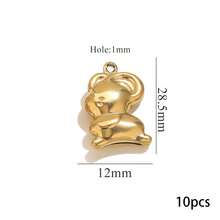 Bộ 10 mặt dây chuyền hình động vật và đại dương bằng thép không gỉ 304 mạ vàng 18K, gồm sao biển/vỏ sò/rùa/voi/cú, dùng để tự làm vòng cổ, vòng tay và trang sức. Không gây dị ứng và chống gỉ. - mặt dây chuyền - Xem 20