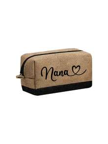 3pcs Set Linen Tote Bag With "Nana" Heart Pattern, Fashion Handbag, Wallet, Large Capacity Minimalist Tote Bag, Portable Casual Storage Tote Bag, Multifunctional Shoulder Bag, Fashionable Travel Storage Bag, Hygiene Supplies Bag, Perfect Gift For Holiday, Birthday, Valentine's Day, New Year - Multicolor - View 16