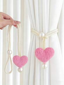 Elegant Pink And Beige Heart-Shaped Curtain Tiebacks, Suitable For ...