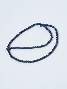 1串天然散珠圆形深蓝色星系砂岩宝石念珠，夜空蓝金砂石珠，适用于DIY首饰制作，尺寸4毫米、6毫米、8毫米 - 藍色 - 查看 10