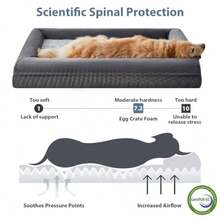 WNPETHOME - Cama extragrande para perro lavable con funda impermeable extraíble sofá cama grande ortopédico para mascotas con lados de refuerzo para dormir - gery oscuro - Ver 4