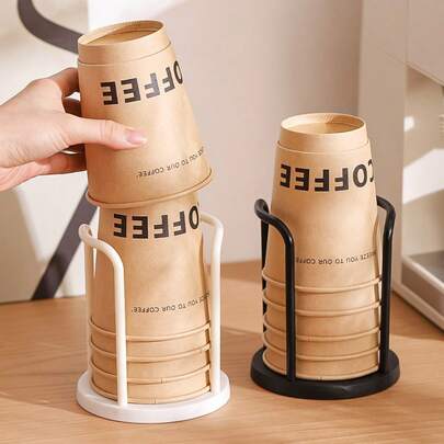 1个简约现代纸杯架，简易杯托，塑料材质，杯子收纳架，适用于咖啡杯和茶杯，家居收纳，客厅、餐厅、办公室、休息室、商业和住宅用途