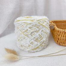 1pc 100g Multicolor Mixed Yarn, White & Gold Metallic Fuzzy Fluffy Yarn, Handmade Soft Skin-Friendly Novelty Yarn For Knitting & Crochet, Ideal For DIY Bag Hat Scarf & Handmade Accessories & Craft Projects - 100g - View 10