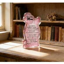 "You Taught Me Kindness" Acrylic Plaque For Mom, Mother Daughter Silhouette Desk Decor, Meaningful Keepsake Gift From Daughter Office Desk Desk Office Supplies Office Accessories - A - View 1
