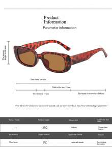 1pc Y2K Style Square Frame Fashion Glasses, Cute Daily Wear Retro Beach Fashion Unisex - Brown - View 6