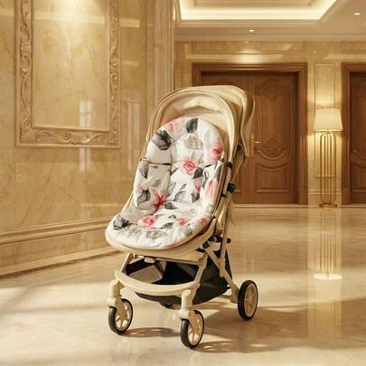 وسادة مقعد السيارة للرضع، دعم الرأس المكبر، بطانة قابلة للعكس للمواليد الجدد مع 3 أشرطة، وسادة عربة الأطفال/المهد 2 في 1 - بني قوس