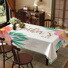 1pc Mother's Day Themed Printed Tablecloth - 100% Polyester, Rectangular, Woven, Suitable For Home Kitchen Dining Room, Parties, Picnics, Dates, Weddings, Theme Parties, Indoor/Outdoor Use, Mother's Day Gift - Multicolor - View 4
