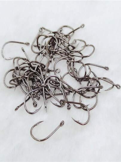 120 pezzi Assortimento di ami da pesca Iseama di misura 3# - 12#, gambo corto, ami da pesca in mare con anelli, con ardiglione, rinforzati, affilati
