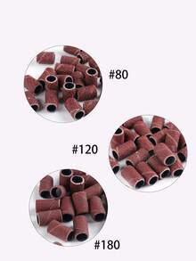 150片装指甲打磨砂圈，配1个打磨头，80#/120#/180#目数，耐用指甲打磨砂圈，适用于指甲钻头，美甲沙龙和家庭使用。 - 巧克力棕 - 查看 6