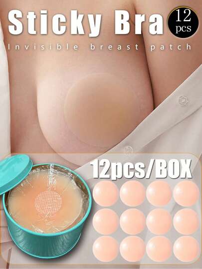12pcs Reusable Seamless Silicone Nipple Covers, Invisible Self-Adhesive Anti-Protrusion Breast Patches For Women, Non-Slip Invisible Design, Suitable For Various Occasions (2/6/12pcs)