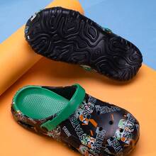 Men's Fashion Graffiti Slide Sandals, Comfortable Lightweight Non-Slip Breathable Slippers - Black - View 4