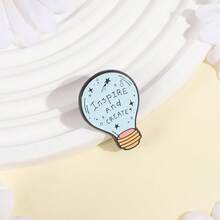 “激发灵感，创造无限可能”灯泡珐琅胸针 | 星空主题励志胸针，可装饰背包、外套及创意人士饰品 - 彩色 - 查看 1