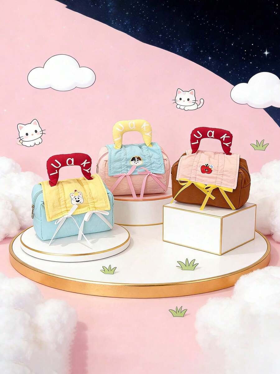 Dieser neue, cartoon-inspirierte Dopamin-Make-up-Organizer-Beutel ist lässig und schlicht. Seine nicht verstellbare Länge macht ihn für verschiedene Anlässe wie tägliche Ausflüge, Einkaufen, Reisen und Fotografie geeignet. Er kann problemlos alltägliche Utensilien aufnehmen und ist somit ein multifunktionales und stilvolles Accessoire für alle Jahreszeiten, Stile und Anlässe. Er eignet sich auch hervorragend als Geschenk. - Verschiedenfarbig - Übersicht 1