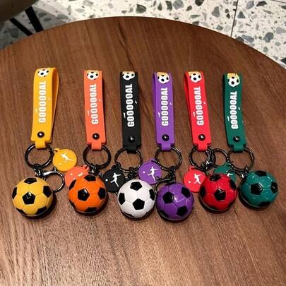 1pc Football Pendant, Football Keychain Charm, Exquisite Football Decor For Backpack, Car Keys, Gifts, Mini Realistic Football Keyring Accessory