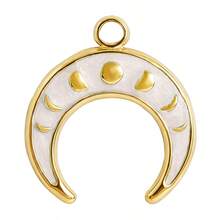 1个/4个 时尚精致奢华304不锈钢真空电镀金/银新月形滴油饰品吊坠，适用于DIY项链、手链、耳环等饰品制作 - S3267 - 查看 14