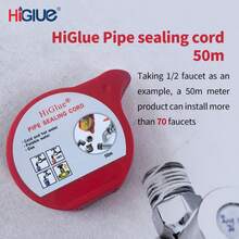 Higlue 50-Meter Threaded Pipe Sealing Rope, Kitchen And Bathroom Pipe Fitting Sealing PTFE Tape, Plumbing And Electrical Metal And Plastic Threaded Pipe, Suitable For Repairing Water/Gas Leaks, Repairing Threaded Pipe Joints, Waterproof And Leak-Proof Pipe Sealing Line - 50-meter Pipe Sealing Rope - View 8