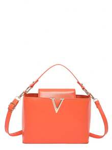 Sac à main de luxe pour femme, sac de marque avec texture tissée haut de gamme, nouveau sac fourre-tout à la mode 2026 avec grande capacité, sac cabas rétro décontracté de style de rue brillant haut de gamme, style minimaliste de célébrité - Orange - Voir 12