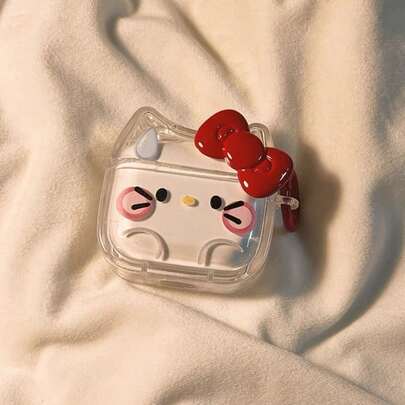 SANRIO 1个可爱红色蝴蝶结小猫+红色按钮蓝牙保护壳