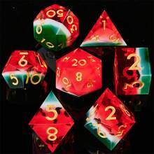 D&D Summer Watermelon Dice Set Of 7, Smooth Edges And Easy To Roll, Ideal For Tabletop Role-Playing Games, D&D And Fantasy RPGs. Excellent Choice. - Multicolor - View 4
