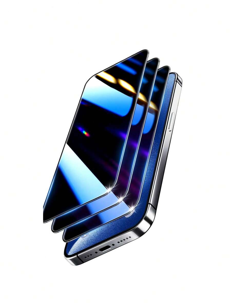 3 Pieces Set Compatible With IPhone 16/15/14/17Air/17Pro/17PRO MAX/17/16E/16PRO/16PROMAX/15PRO/13/12/11 Screen Protectors, [9H Hardness] [Military Grade Shatter Resistant] Fully Covered Tempered Glass Film, Perfectly Fits The Tray, Scratch Resistant, Privacy Preserving - Multicolor - View 1