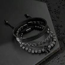 三款时尚男士不锈钢罗马数字光滑皇冠编织手链，适合男士日常佩戴，也可作为送给男友或朋友生日派对的礼物。 - 皇冠手鍊套裝 - 查看 10