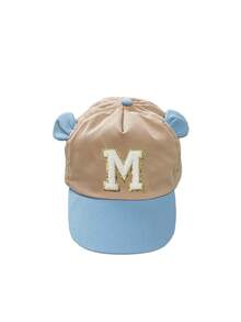 1顶可爱婴儿棒球帽，26个字母，幼儿可爱耳朵造型字母设计，男婴韩流风棒球帽，男女童遮阳帽，1-3岁 - 藍膚 - 查看 10