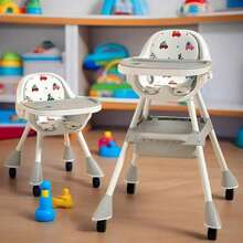 Ajustable Silla Periquera Bebé Alta Para Comer Con Bandeja - Gris - Ver 3