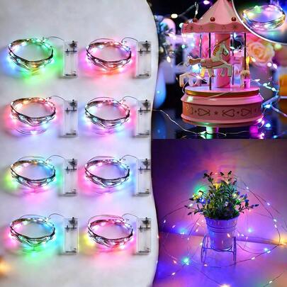 Bộ 16 dây đèn LED dài 2 mét, 20 bóng, chạy bằng pin, màu trắng/trắng ấm/hồng/đổi màu RGB, thích hợp trang trí trong nhà, ngoài trời, đám cưới, tiệc tùng, sân vườn, Giáng sinh.