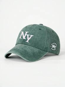 1 pezzo Cappellino da baseball da donna con ricamo frontale e laterale NY, lavato, regolabile, protezione solare per uso esterno, adatto per primavera/autunno, viaggi, spiaggia, stile Y2K, estivo - berretto da baseball - Visualizzare 20