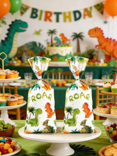 25/50pcs Dinosaur Theme Baby Shower Favor Bags, Dinosaur Design Candy Bags For Gender Reveal Party, Wedding, Birthday Party Gifts Packaging Supplies, 1st Birthday Party Tabletop Decor Candy Bags, Dinosaur Theme Birthday Party Centerpiece Decor, Dinosaur Packaging Supplies, Dinosaur Decorations, Baby Shower Gifts, Baby Shower Decorations, Gender Reveal Decorations, Party Bag Fillers