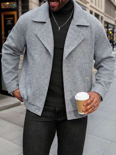 ז'קט בלייזר קצר לגברים בעיצוב רפוי, מידות גדולות, אביב/סתיו