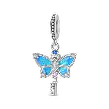 一款镀银锁钥匙系列 - 爱心蝴蝶吊坠，适用于 3 毫米手链 DIY 串珠，女士时尚饰品，节日生日礼物 - 彩色 - 查看 13