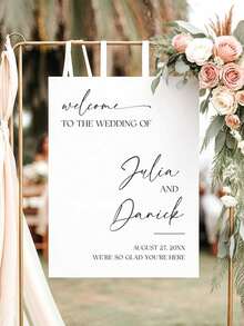 1pc Customized Wedding Welcome Sign, Engagement Welcome Sign, Party Decor Sign, Available In Multiple Sizes, Personalized Wedding Reception Sign, Customized Bride & Groom Photo Prop, Cute, Modern, Customized, Unique, Personalized, Ideal Gift For Him, Ideal Gift For Friends, Suitable For Anniversary, Birthday, Housewarming, Graduation, Applicable For Kitchen, Dining Room, Bedroom, Office, Living Room, Home, Garden, Tea Room, Printed Graphics - Multicolor - View 5