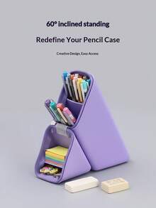 1 hộp đựng bút chì silicon cỡ lớn, kiểu dáng tối giản, có thể thu gọn, dùng để đựng văn phòng phẩm. - Mảnh duy nhất - Xem 2