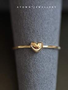 1pc S925 Sterling Silver Minimalist Sweet Heart Ring, Unique Personalized Layered Wear Suitable For Daily Casual And Work Occasions - Love - View 1
