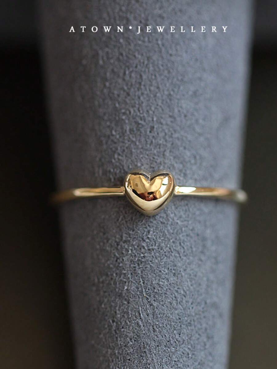 1pc S925 Sterling Silver Minimalist Sweet Heart Ring, Unique Personalized Layered Wear Suitable For Daily Casual And Work Occasions - Love - View 1