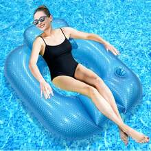 1件PVC充气沙滩泳池漂浮床，高浮力便携式漂浮垫，沙滩必备游泳游戏 - 彩色 - 查看 3