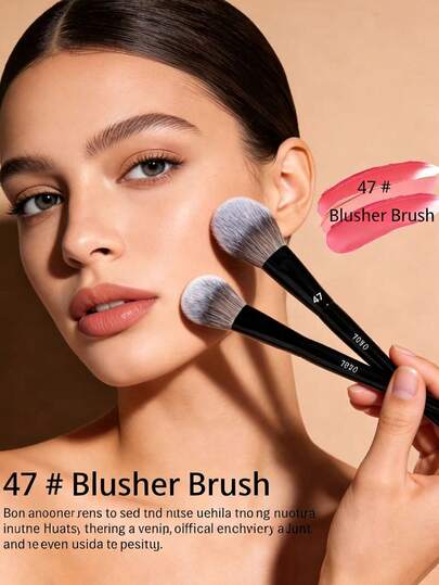 #47 Perfect Buffer Foundation Brush - Flawless Airbrushed Finish In Seconds! 1pc Cream Blush Angled Blush Makeup Brush Liquid Blush Makeup Tool