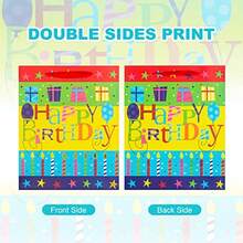 2-Pack 12.6" Large Happy Birthday Gift Bags for Birthday Party with Tissue Paper - Multicolor - Ver 7