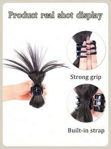 1pc 2-In-1 Hair Accessory: Half-Bun Claw Clip & Ponytail Bun Hairpiece, Sweet & Sexy Girl High Ponytail, Slouchy Bun, Autumn/Winter Hair Clip, Fashion Hair Clip, Autumn/Winter Hair Decor Beach Vacay Hair Claws Summer Outfits Hair Clips - Multicolor - View 2