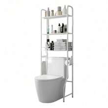 Bathroom Organizer With Metal Rack And Shelves - Sturdy Shower Cabinet, Bathroom Storage Solutions - White - View 3